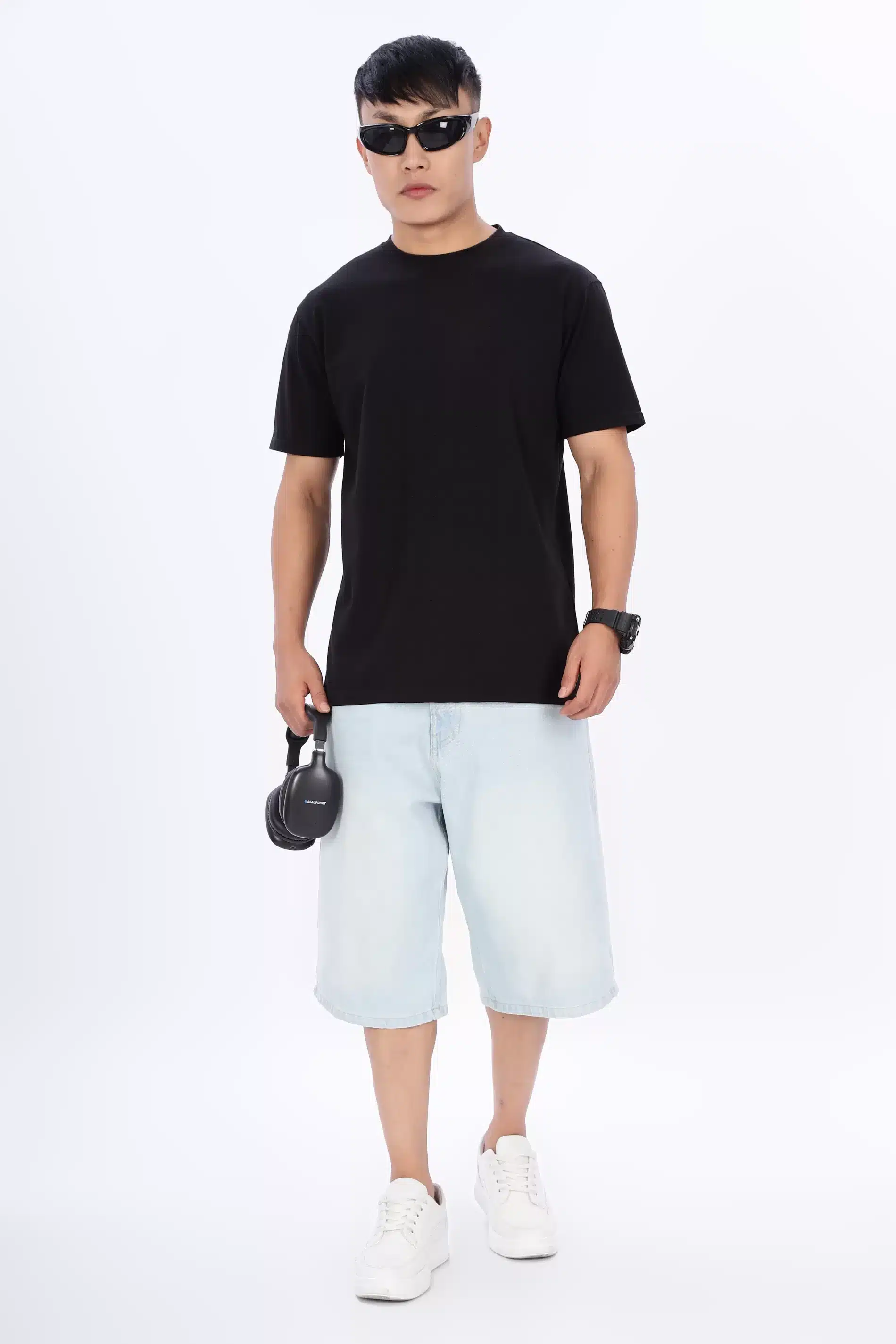 Classic Black Cotton T-Shirt – Solid, Regular Fit, Half Sleeves