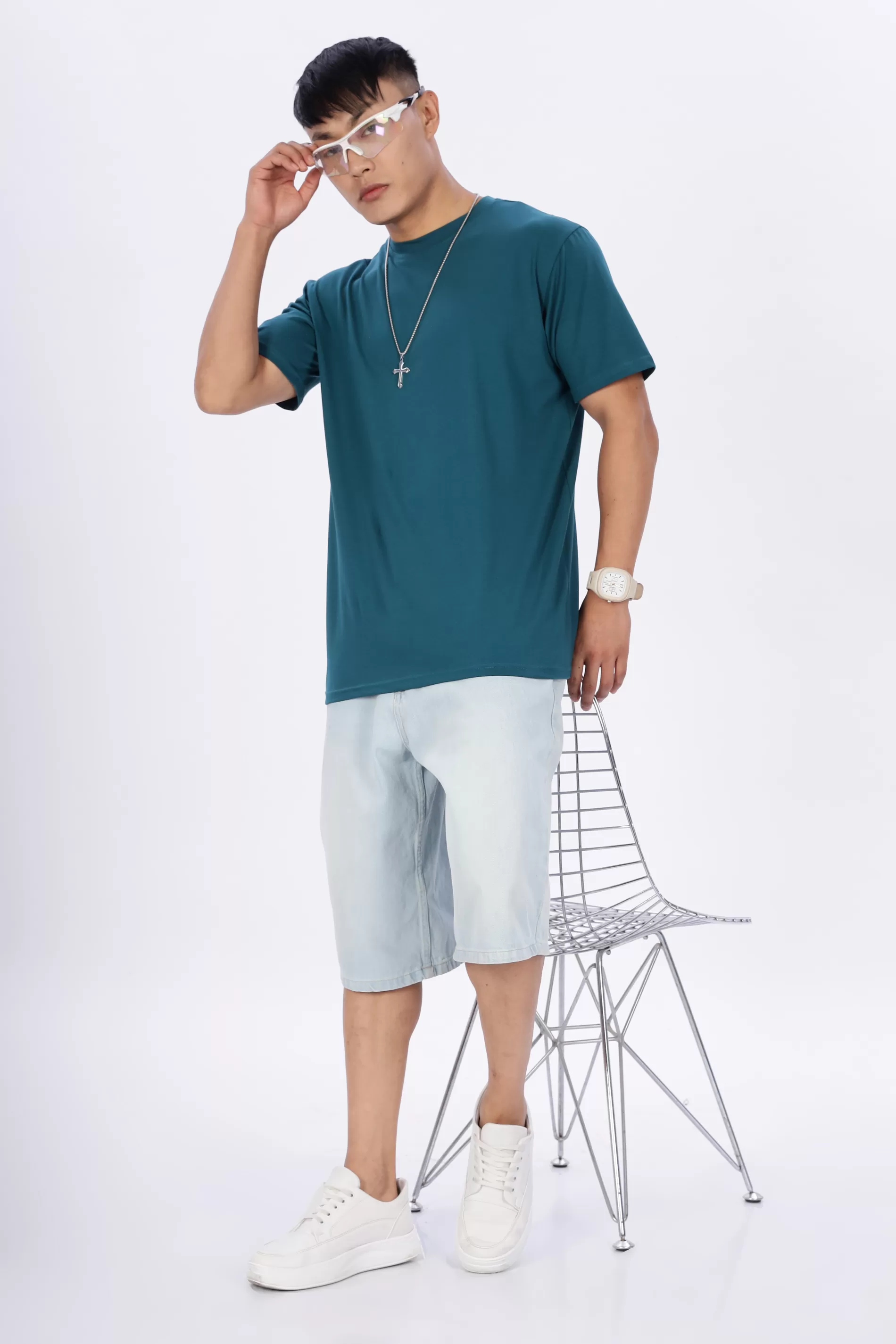 Ocean Teal T-Shirt – Combed Cotton, Regular Fit, Half Sleeves