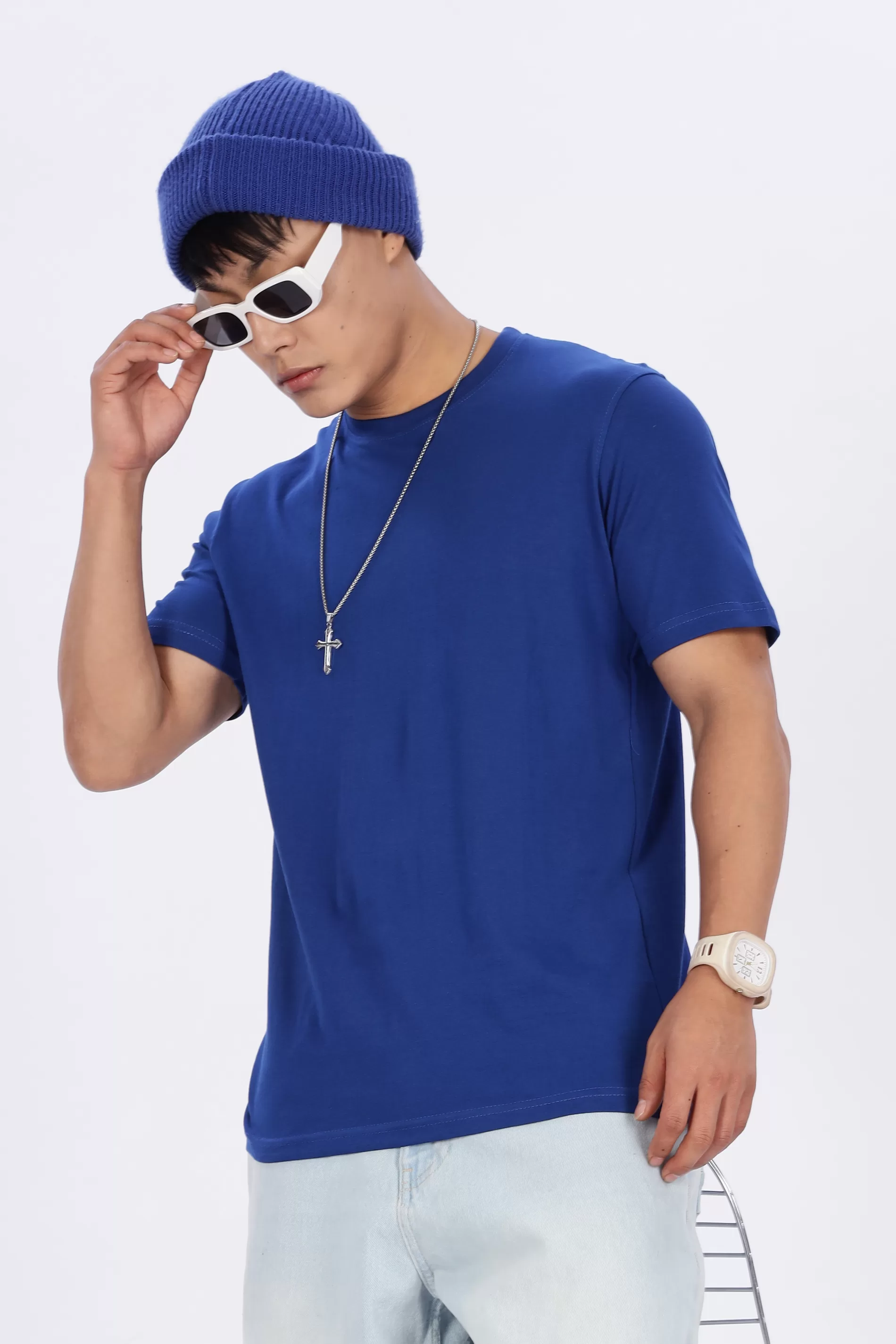 Royal Blue T-Shirt – Solid, Half Sleeves, Regular Fit