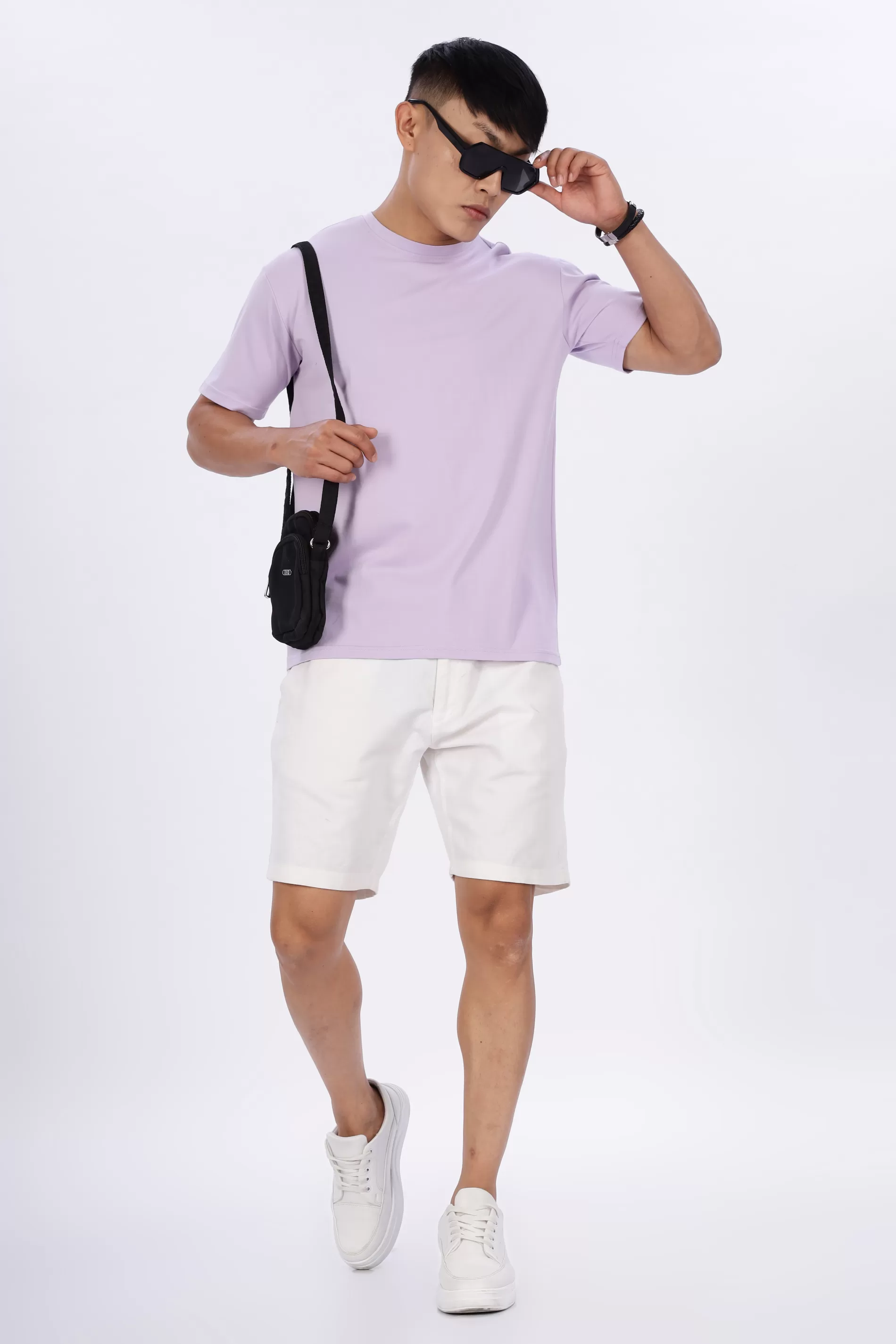 Soft Lavender T-Shirt – Combed Cotton, Round Neck, Half Sleeves