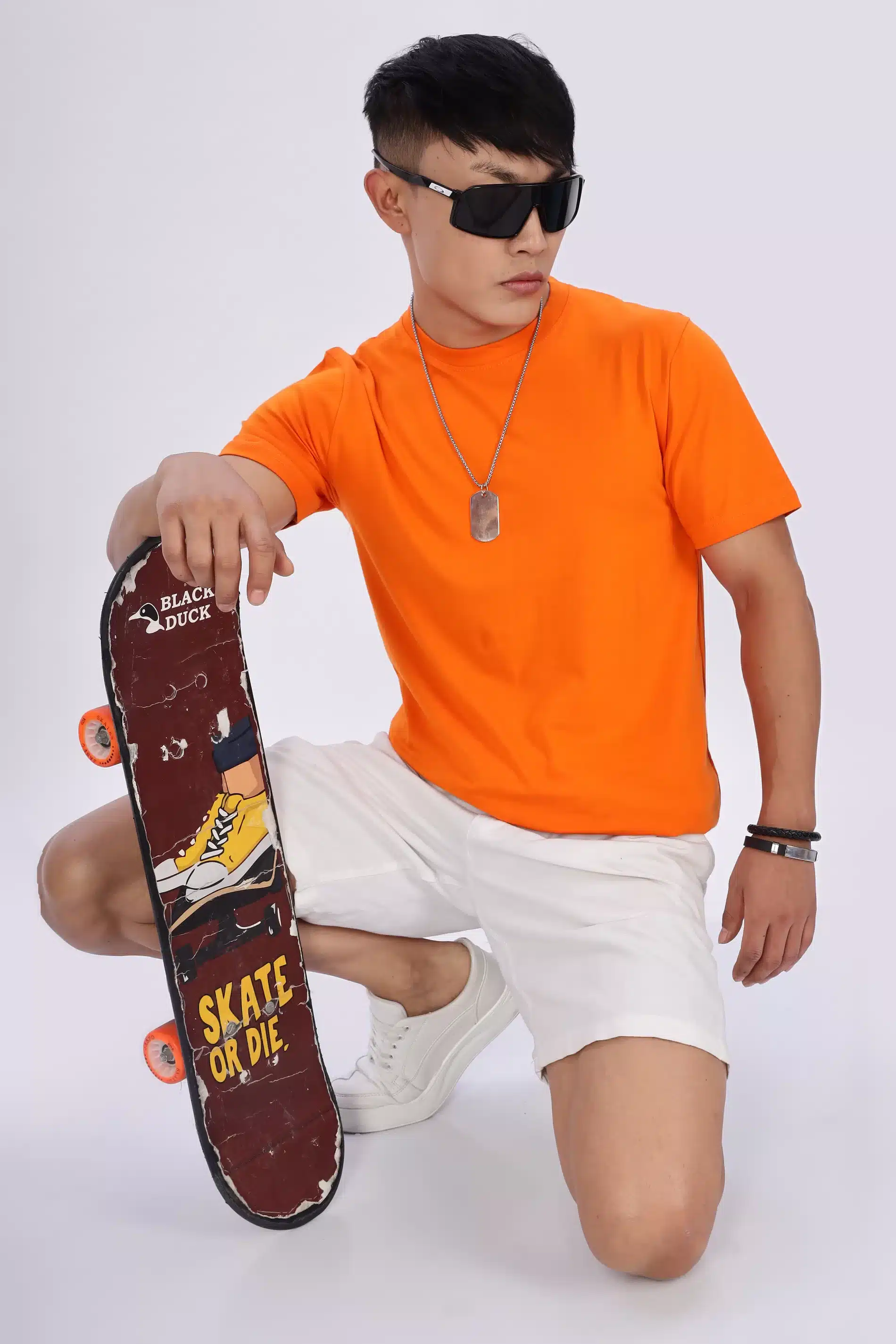 Vibrant Orange Cotton T-Shirt – Round Neck, Half Sleeves