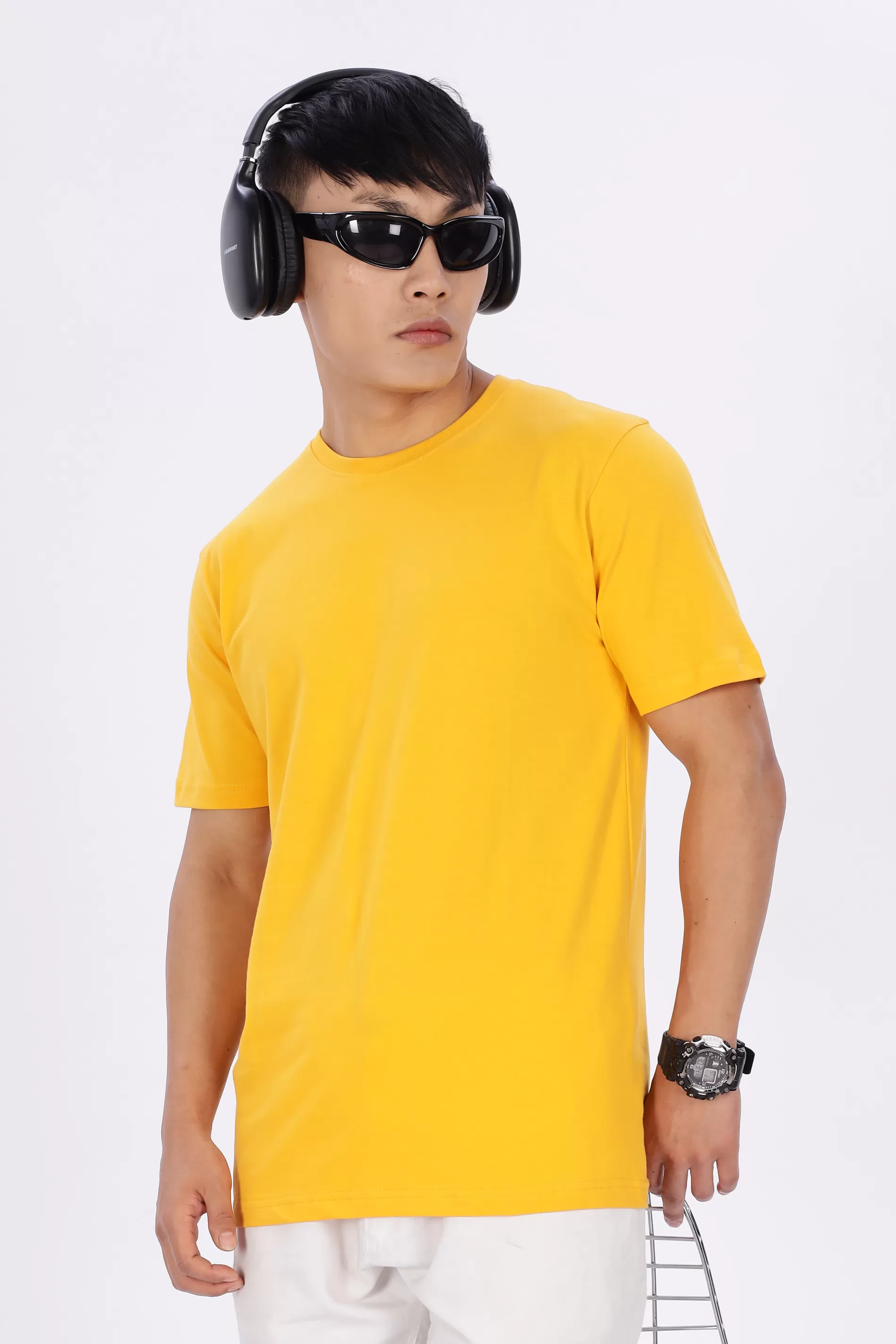 Men’s Sunshine Yellow T-Shirt – Solid, Half Sleeves, Regular Fit